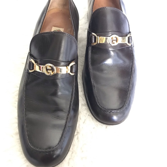 Gucci Dark Brown Loafers/Slips On w/ GG Logo Dress Men’s Shoes 42.5 US 8.5 - Picture 13 of 15